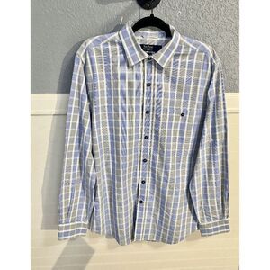 Nat Nast Men’s Plaid Long Sleeve Button-Up Dress Shirt Blue Smoke